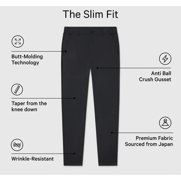 Jack Archer Jetsetter Tech Pants Slim Fit Mens 30"x32" (30x30) Space Black Perf - Picture 3 of 7